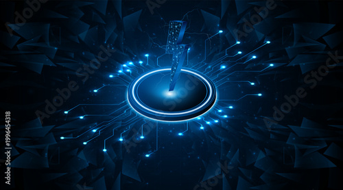 A digital energy icon of the future. Innovative energy concepts such as fast charging, high-speed data transfer, and future energy technologies.