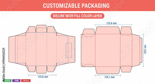 Customizable Packaging Dieline Template for Product Boxes