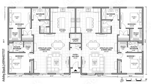 A detailed architectural floor plan design.