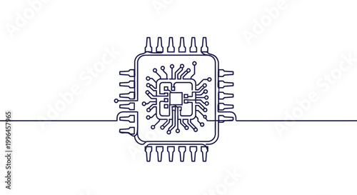 A line drawing of a microchip.