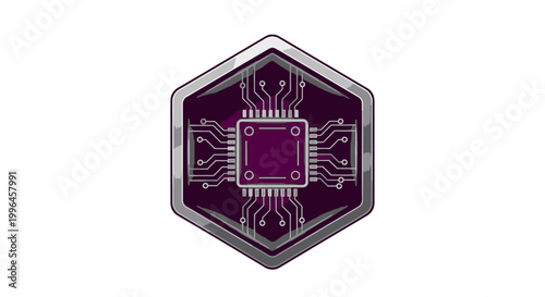 Purple microchip circuit board design.