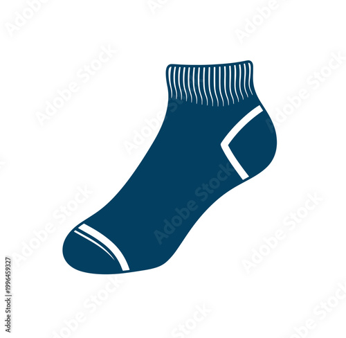 blue sock with white stripes on toe and side  simple illustration