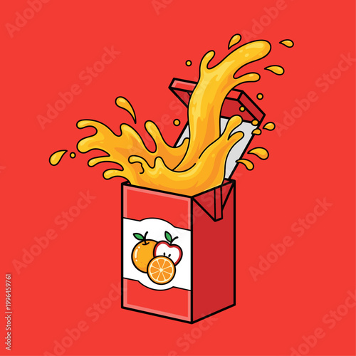 Carton of Orange Juice Splashing Out.