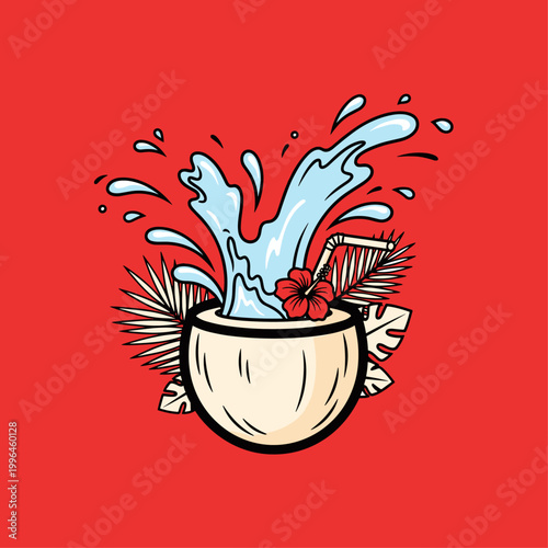 Splashing Coconut Drink with Flower.