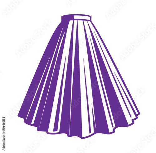 Purple skirt with white stripes and pleated design one sentence