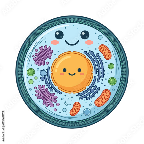Cell Cartoon Cute with Nucleus for Education