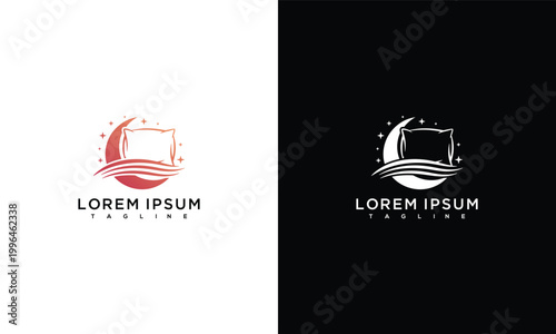 Pillow on Crescent Moon with Waves and Stars Logo