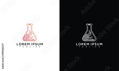 Chemical Flask Logo Template - Red and White/Black Designs