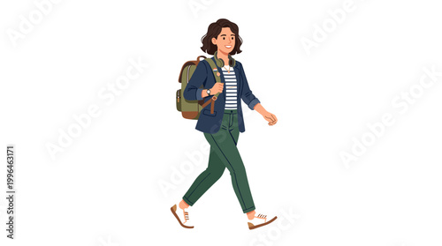 Woman with backpack walking during daytime