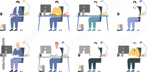 Digital Nomad Concept Vector Illustration People Working Remotely Anywhere Home or Office