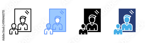 Self Reflection icon set multiple style collection