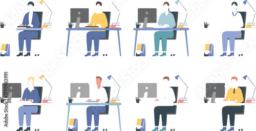 Digital Nomad Concept Vector Illustration People Working Remotely Anywhere Home or Office