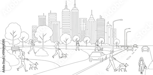 People Walking on City Street.