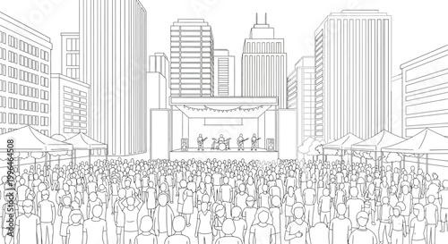 People Gathered In City Square.