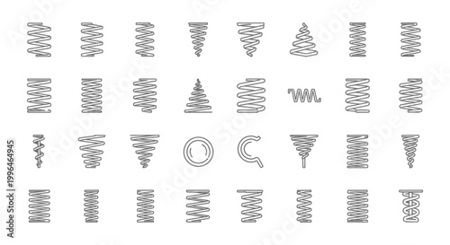 collection of various spring coil icons and symbols diverse shapes and forms