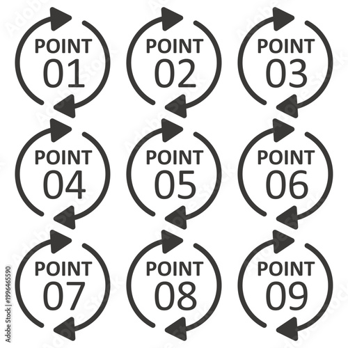 イラスト素材：ポイント,重要,チェック,注目,注意,数字