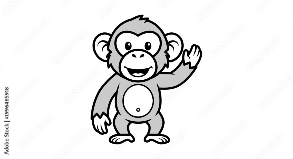Obraz premium A cartoon monkey waving its hand.