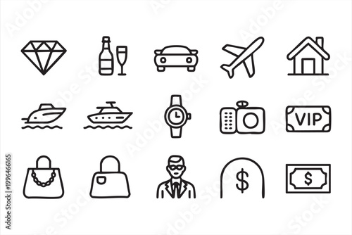 Luxury Icon Pack, VIP Access, High End Lifestyle and Travel Symbols