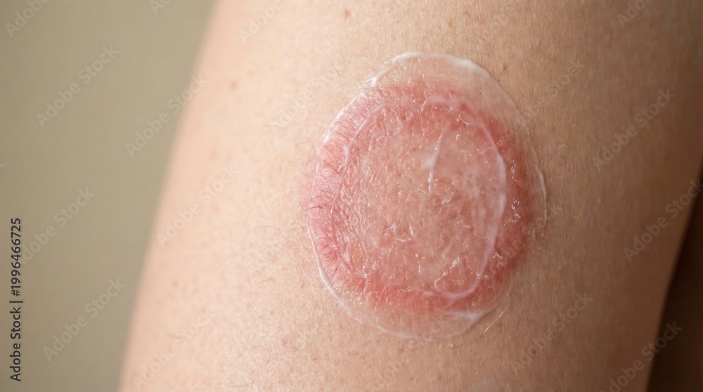 Fototapeta premium Ringworm Treatment on Human Skin Close Up with Topical Cream Application on Affected Area