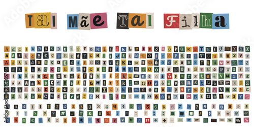 Alfabeto de recortes de revista estilo carta de resgate para design criativo