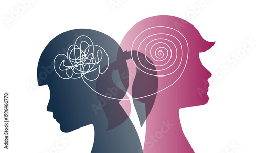 Mental health balance metaphor. Female character achieving mindfulness after counseling. Brain disorder recovery, stress relief and psychology assistance for happy emotional wellbeing. Abstract vector