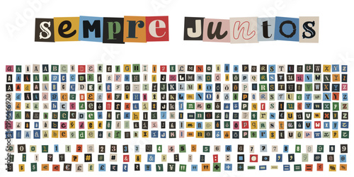 Alfabeto de recorte de revista estilo carta de resgate para colagem criativa