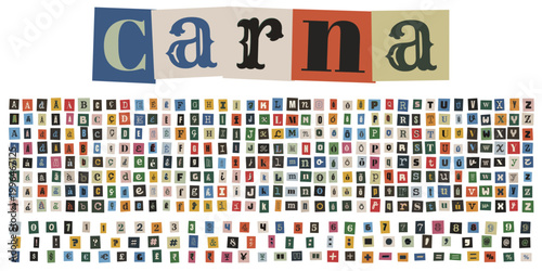 Alfabeto de recortes de revista estilo carta de resgate para design de colagem criativa