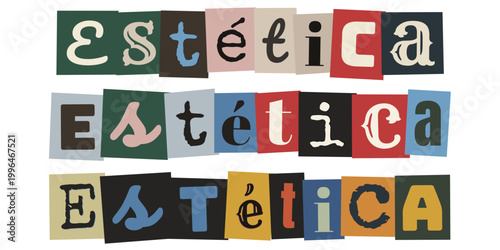 Palavra Estética em Estilo de Recorte de Revista para Design de Colagem Criativa