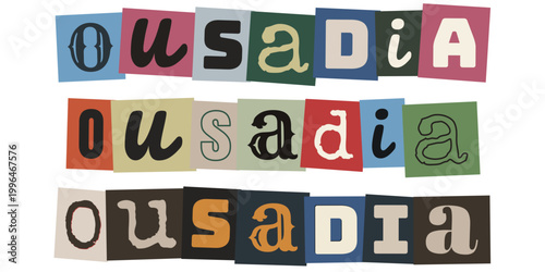 Palavra ousadia em estilo de recorte de revista para design criativo e colagem