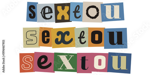 Palavra sextou em estilo colagem de revista para redes sociais e marketing digital