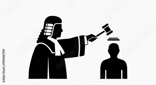 Silhouette of a Judge Hitting a Person with a Gavel