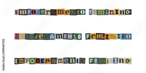 Empoderamento feminino em estilo colagem de revista, conceito de sororidade e direitos das mulheres