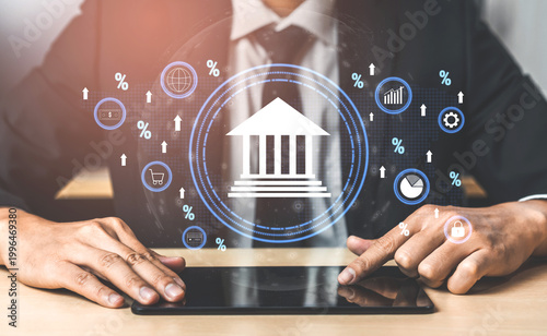 Obraz na plátně The influence of central bank monetary policy on the global banking system and economy