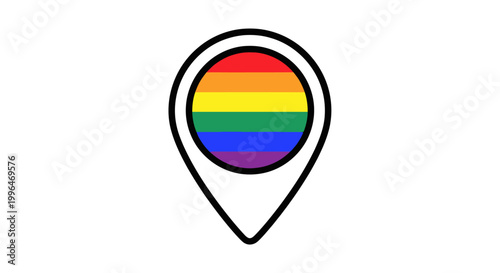Free Download Pride location pin icon with rainbow flag on white background - GFXLoad