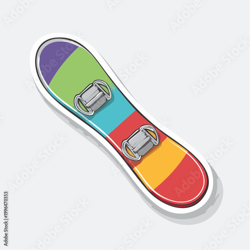 Colorful Snowboard with Bindings
