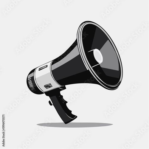 Black and white illustration of a megaphone