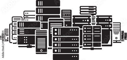 Collection of computer servers and data storage devices