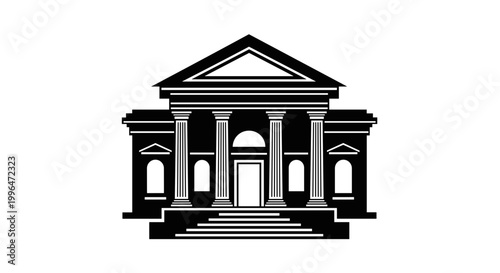 Black and white building with columns 1.