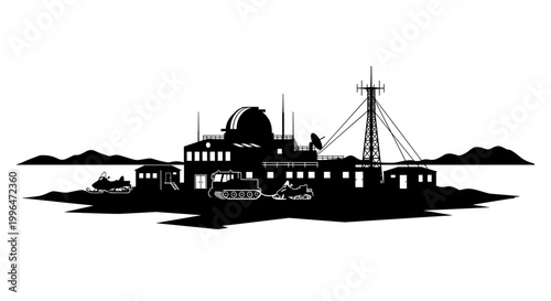 Black silhouette of a large ship.