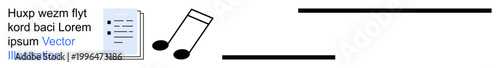 Music education, songwriting, musical creativity, notation understanding, artistic expression, and music industries. A sheet with text beside music notes. Music education and songwriting concepts