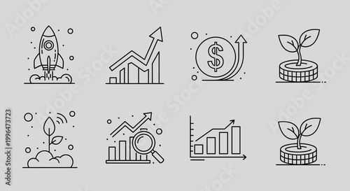 Business Finance Growth Icons.
