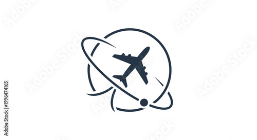 Global Flight Path - Airplane Circling the World Travel Concept