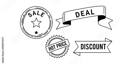 Discount Sale Hot Price Labels.