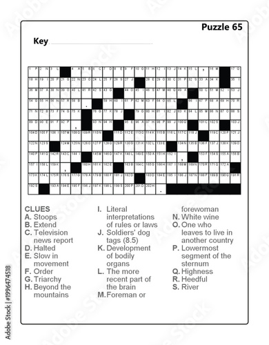 Interactive Acrostic Puzzle 65: Brain Teaser with Word Clues and Vocabulary Challenges