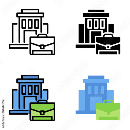 Office work icon collection of various styles for design branding, print and digital media