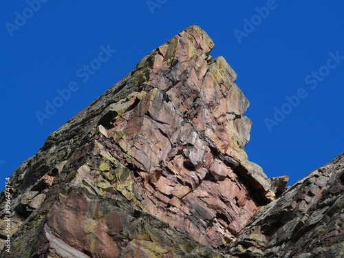 Weathered Rock Formation with Lichen in Eldorado Canyon, Colorado – Geological Texture