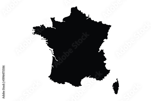 black silhouette map of france on white background