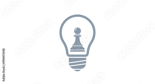 Chess Pawn Inside Light Bulb Icon - Symbolizing Strategy, Idea, and Innovation