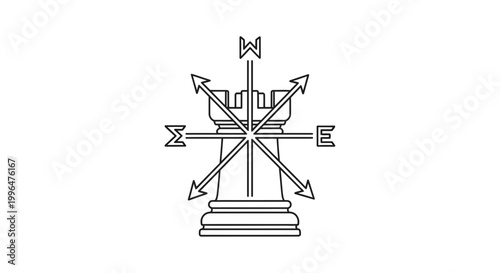 Chess Rook Compass Rose Direction Navigation Strategy Game