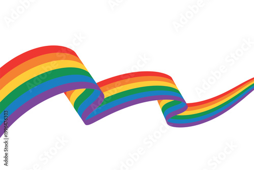 rainbow ribbon flowing on white background high quality